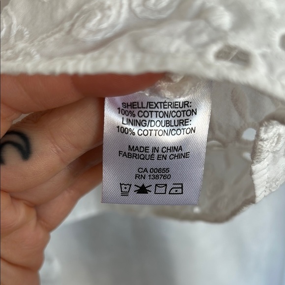 White Eyelet Tie-Front Blouse - Picture 7 of 7